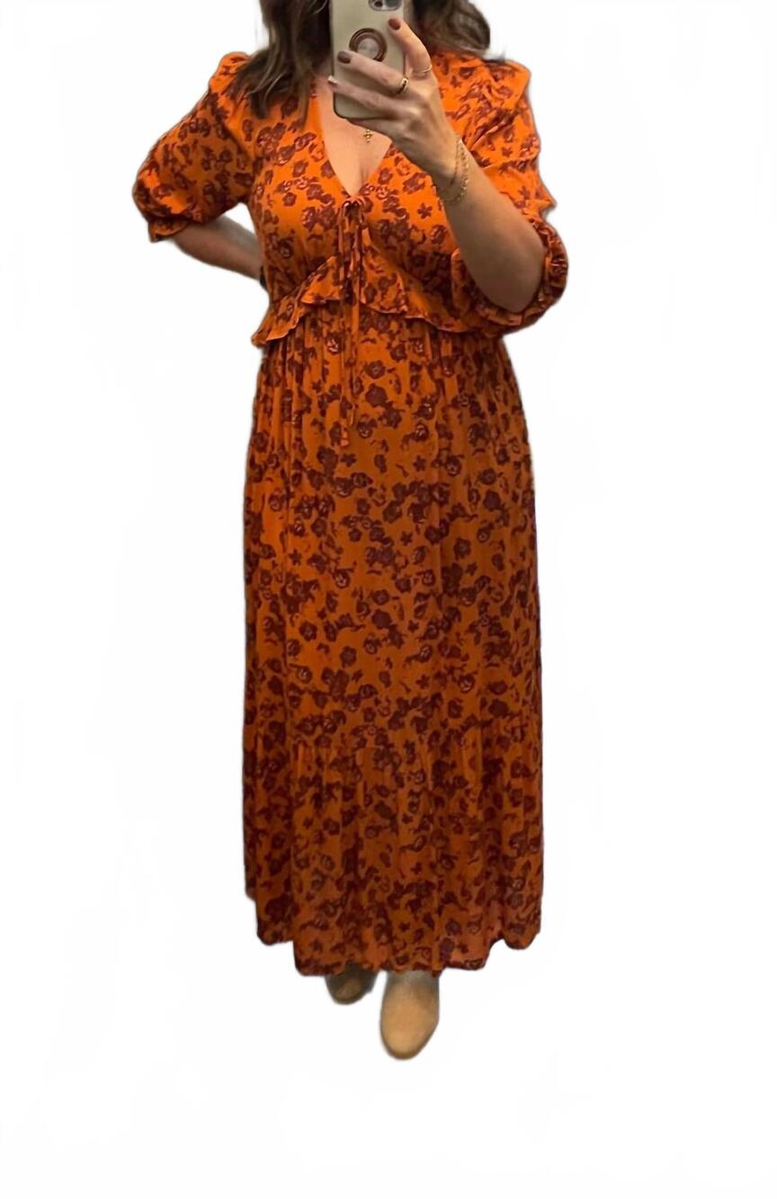 NEW BE COOL floral print maxi dress in rust